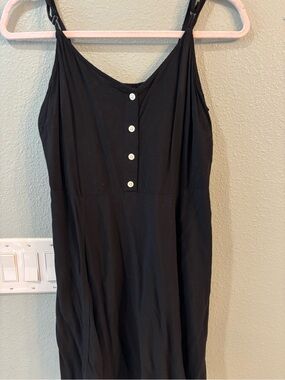GAP Black Sleeveless Button-Front Midi Dress